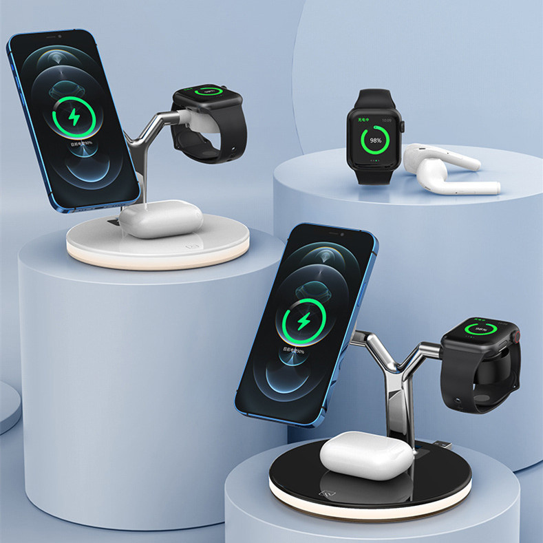3 in 1 Magnetic Wireless Charger Stand Watch 15W Fast