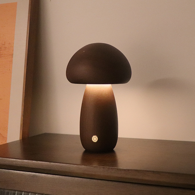 INS Wooden Cute Mushroom LED Night Light with Touch - Image 5