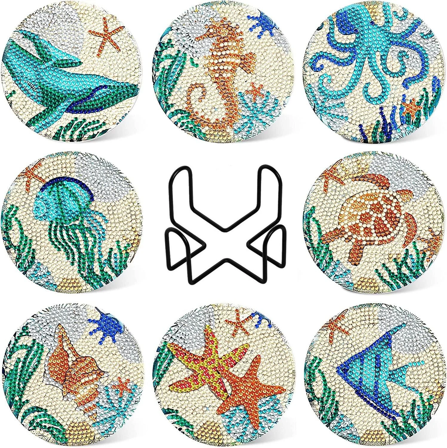 Ocean Series Diamond Painting Coaster Set Rhinestones - Image 5
