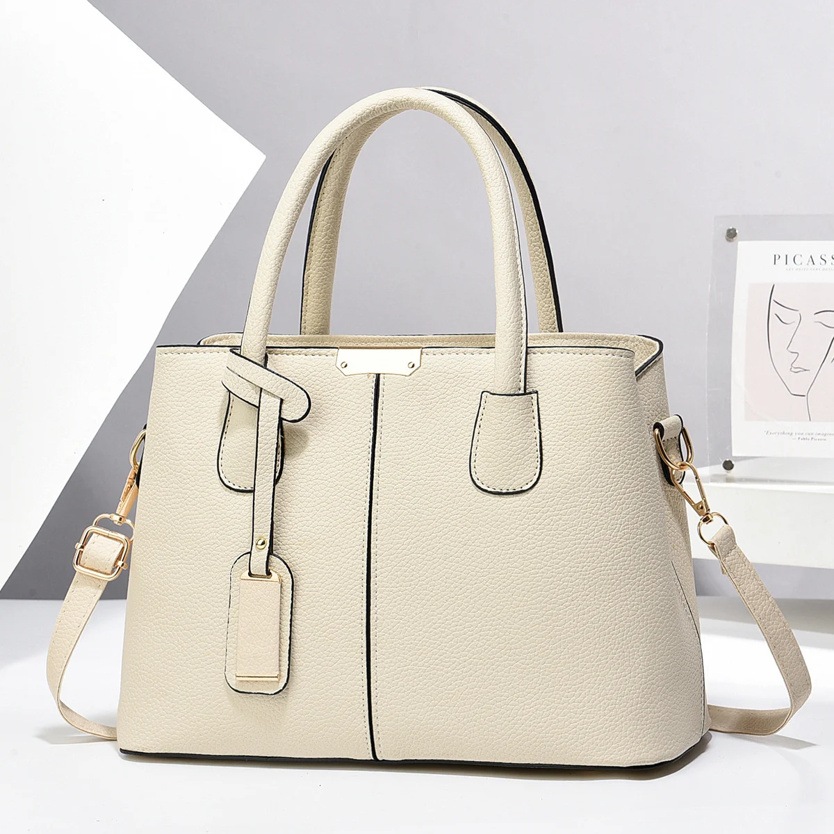 Women PU Leather Handbags Ladies Large Capacity Tote - Image 10
