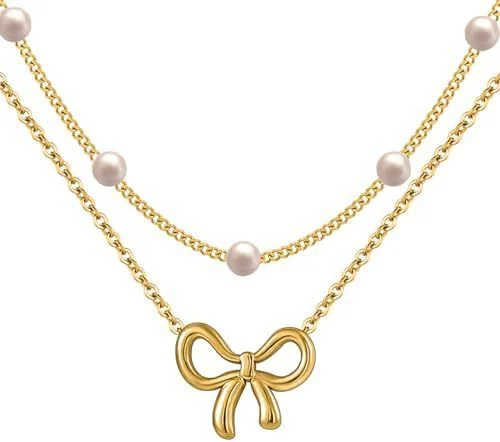 Simple Pearl Double Layer Choker Fashion Gold Color - Image 6
