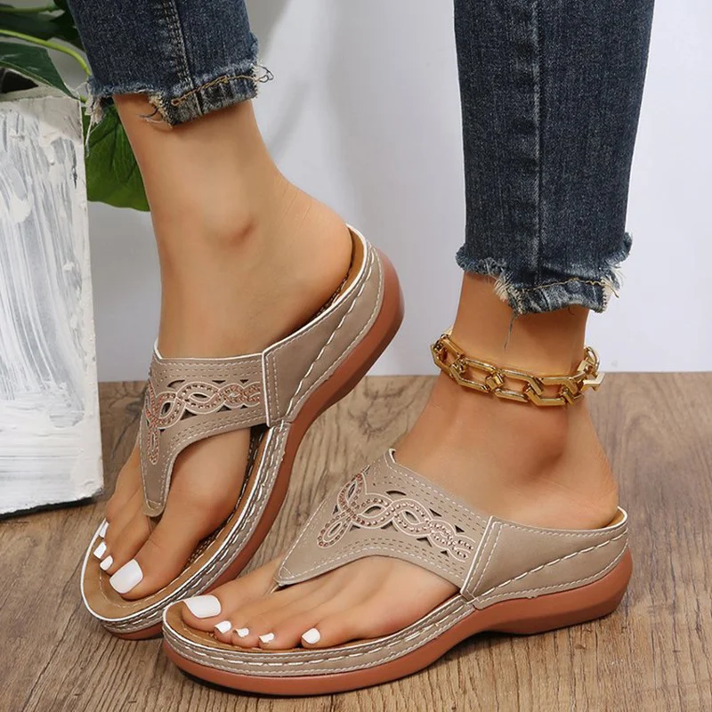 Clip Toe Wedge Sandals Women Summer Flip Flops Slippers - Image 6