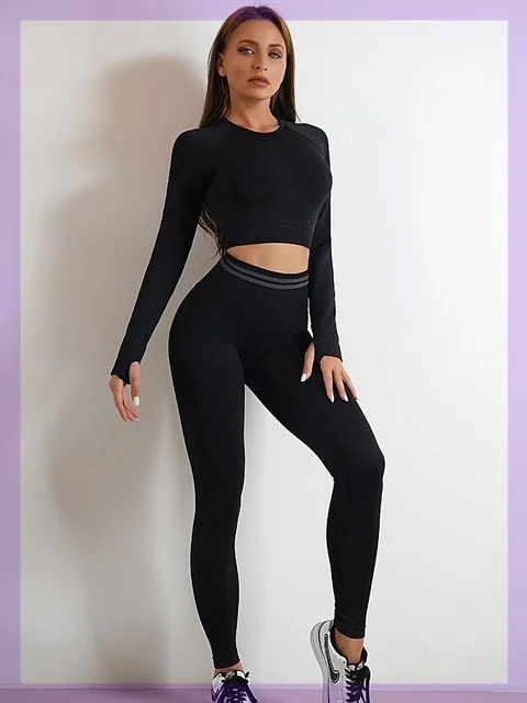 Seamless Sports Set For Women Workout Outfit Booty Yoga Pant - Image 5
