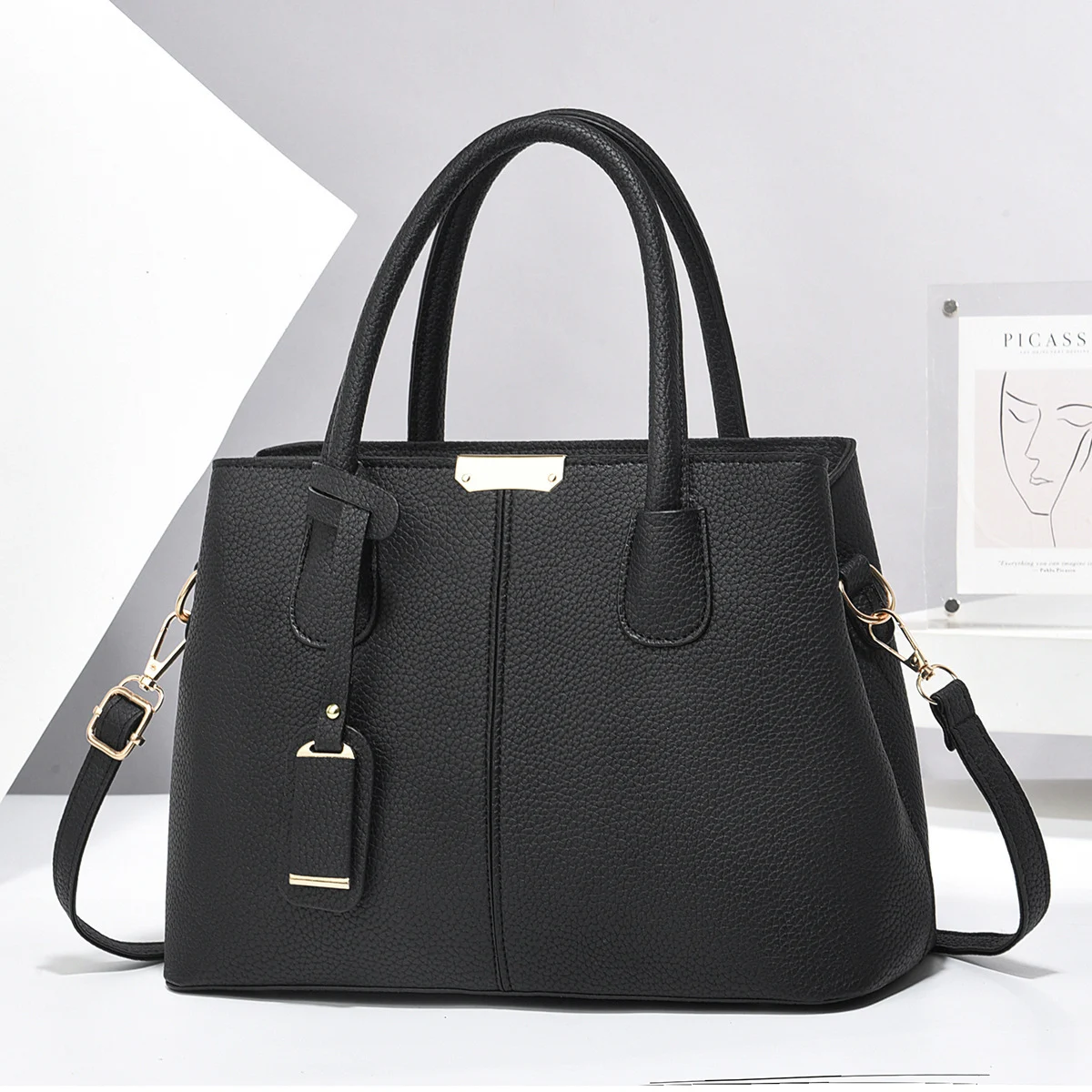 Women PU Leather Handbags Ladies Large Capacity Tote - Image 9