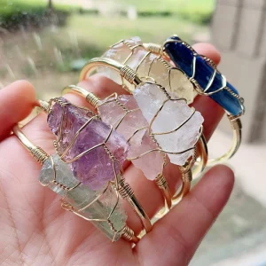 Natural Crystal Rough Stone Gold Winding Unshaped