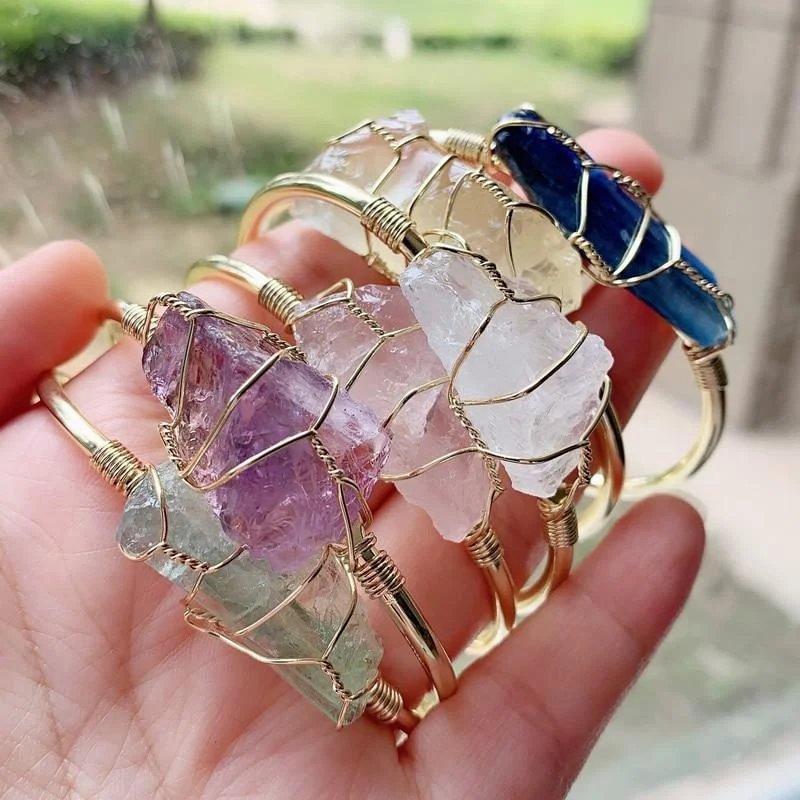 Natural Crystal Rough Stone Gold Winding Unshaped