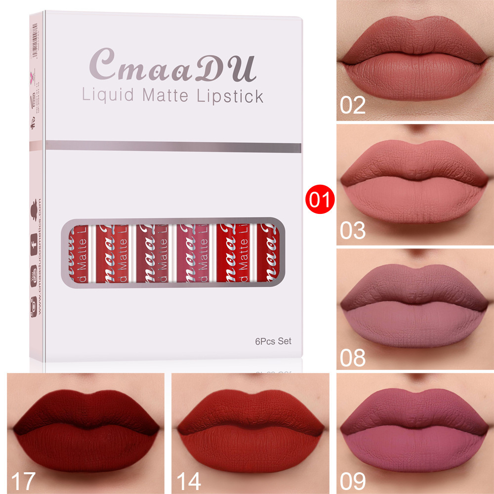 6 Boxes of Matte Non-stick Cup Waterproof Lipstick Long - Image 3
