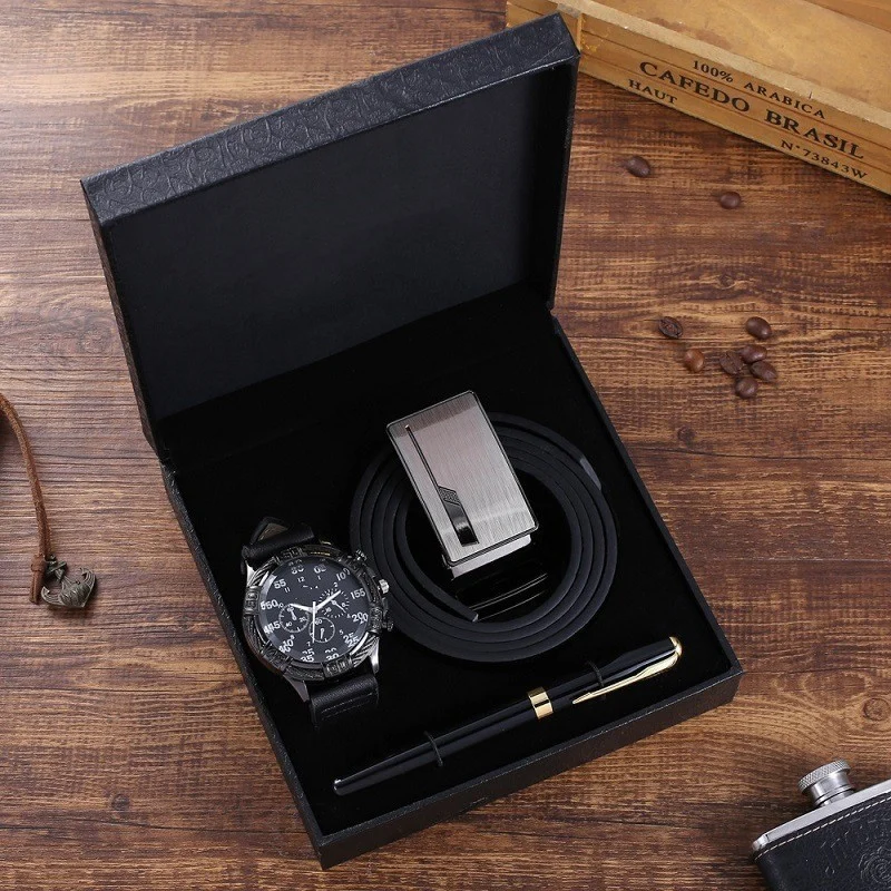 Business Belt Wallet Wrist Watch Pen Gift Box Set for - Image 3