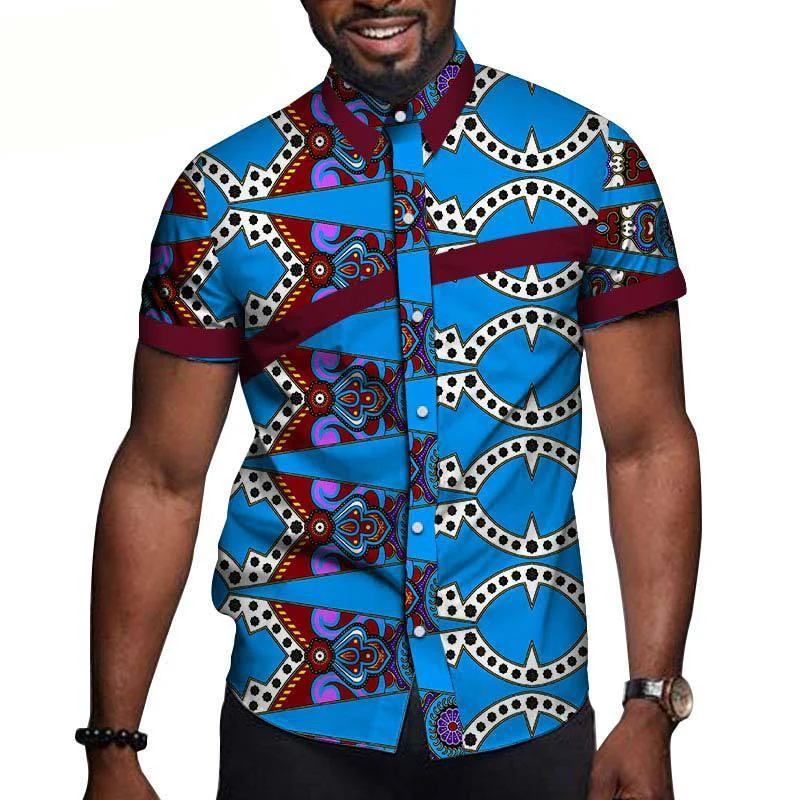 African Men Clothing Printed Short Sleeve Top T Shirt - Image 5