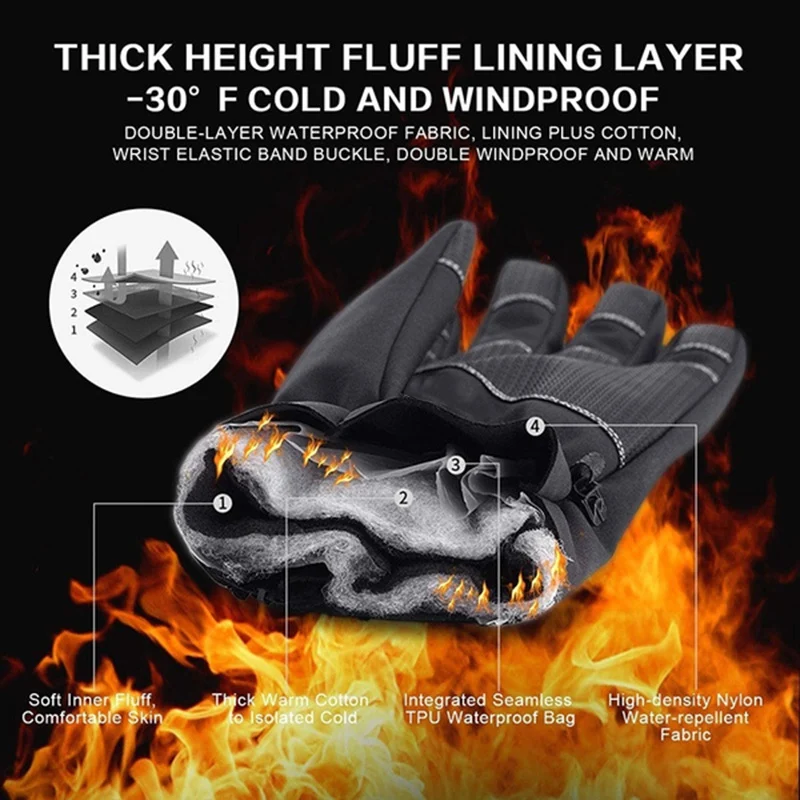 Winter Gloves Touchscreen Non-Slip Unisex Waterproof - Image 3