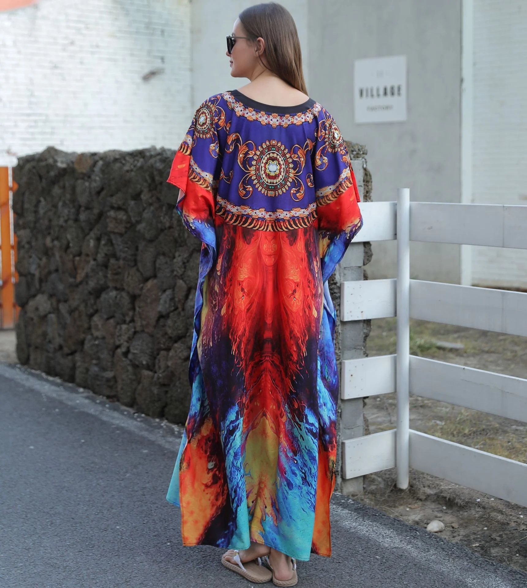 Plus Size Kaftan Beach Cover-ups Loose Summer Maxi Dress - Image 4