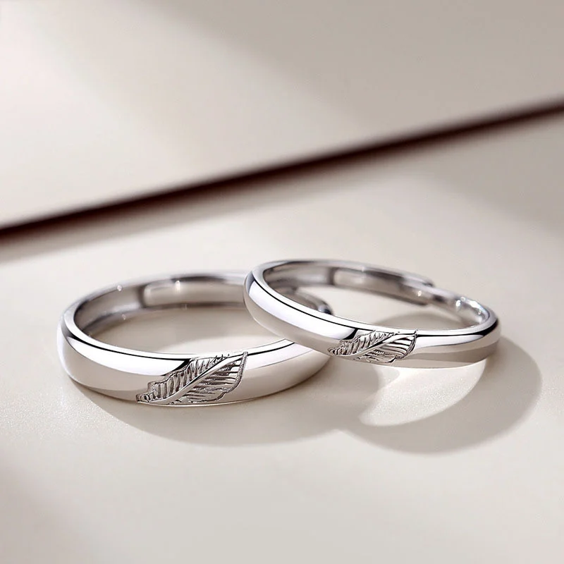 One Leaf Knows Autumn Couple Rings for Men and Women A