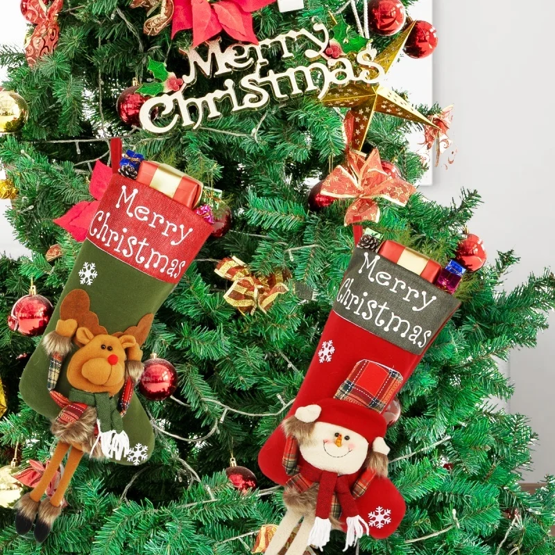 Year Xmas Big Stockings Set Decorations Christmas 3D - Image 5