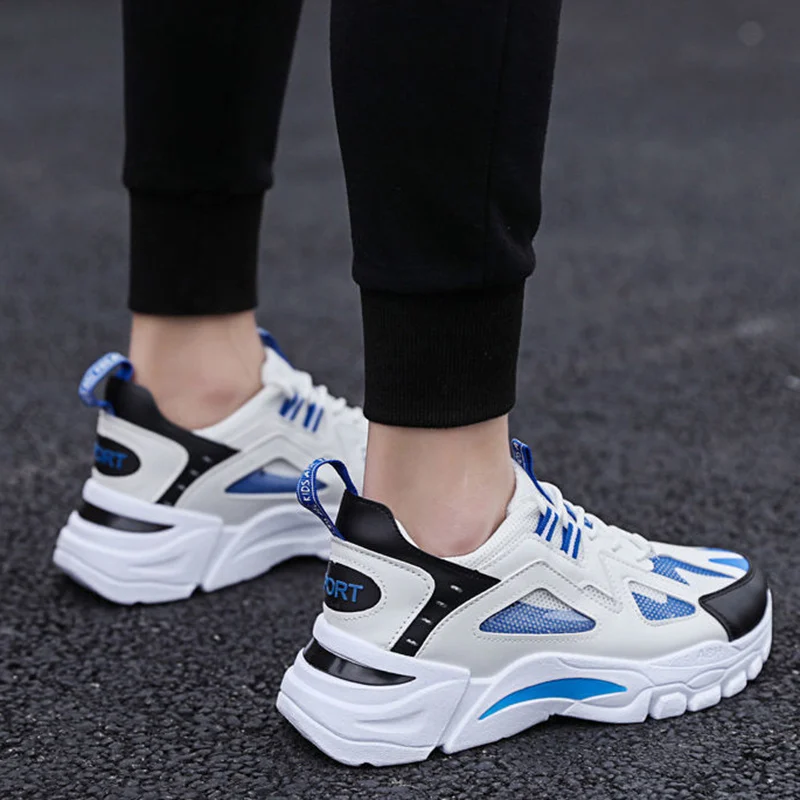 White Sneakers Men Non Slip Walking Running Shoes - Image 3