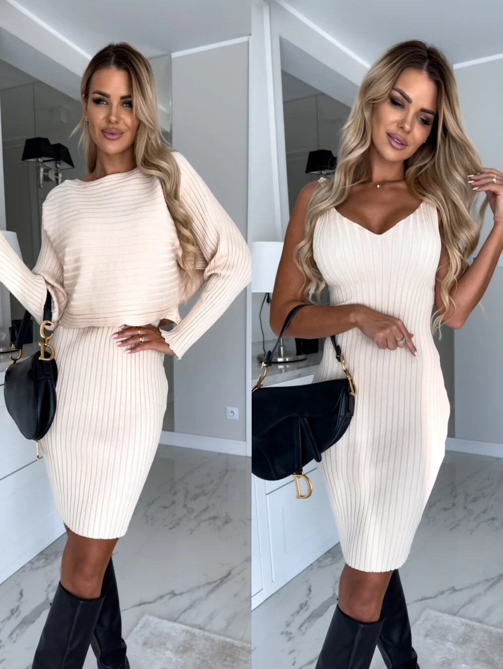 2pcs Suit Women's Solid Stripe Long-sleeved Top and - Image 9