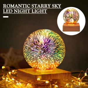 USB 3D Firework Crystals Ball Night Light Plug in