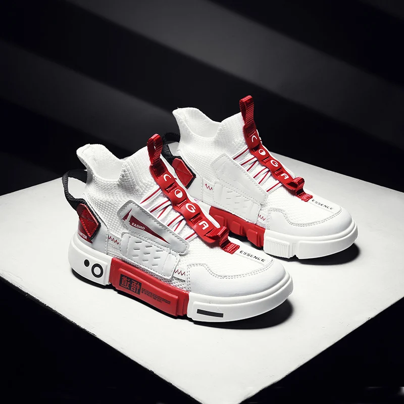 Autumn Children's High-top Flying Woven Sneakers Trendy - Image 5