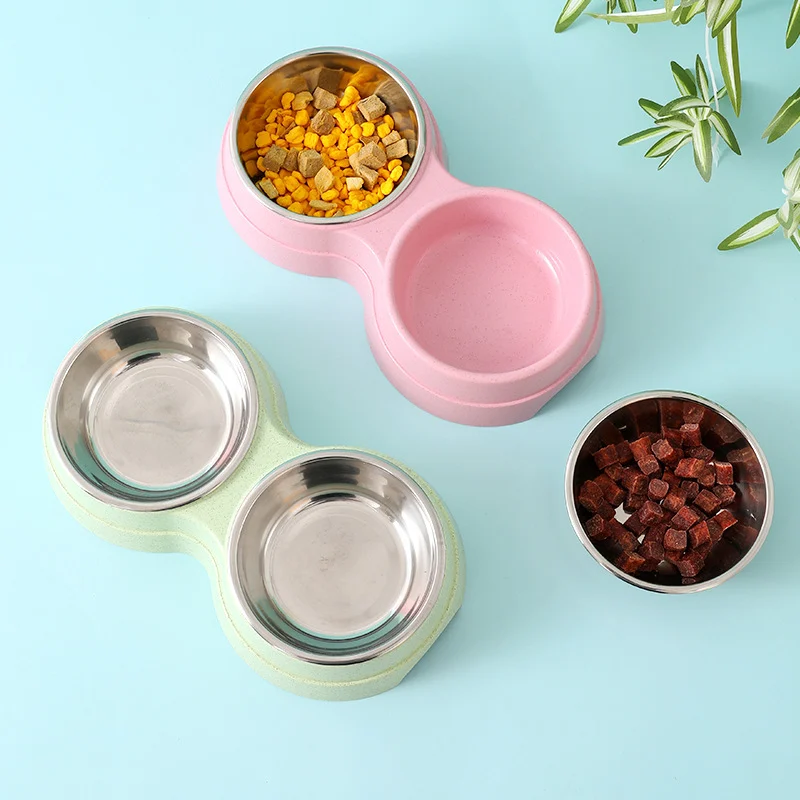 Double Pet Bowls Dog Food Water Feeder Stainless Steel - Image 4