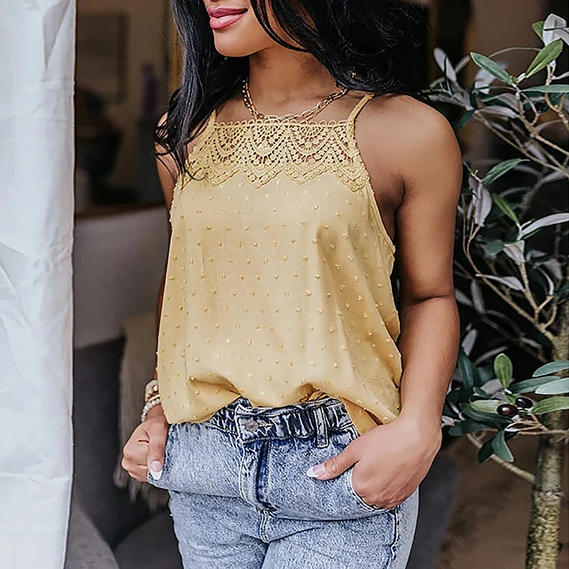 Lace Stitching Casual Ladies Blouse Camisole Women - Image 3