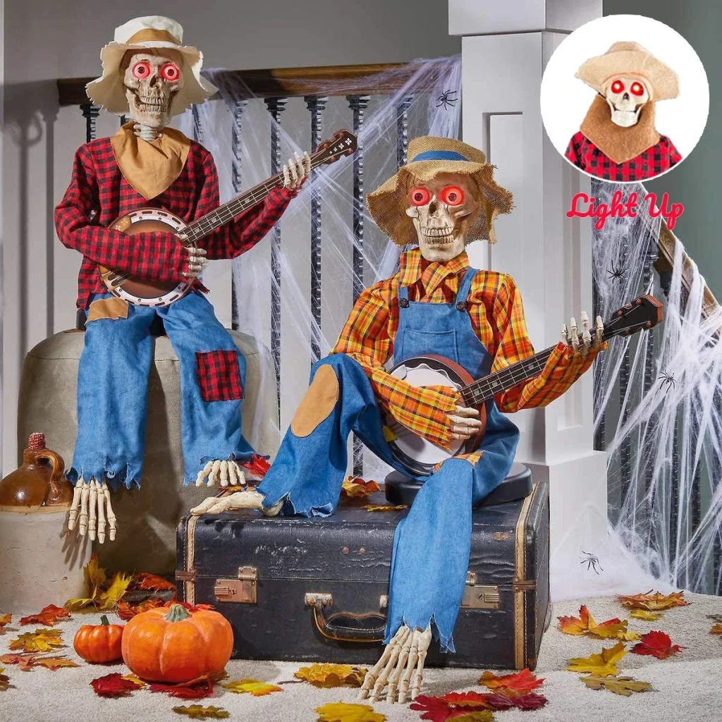 Halloween Luminous Skull Skeleton Decoration Guitarist