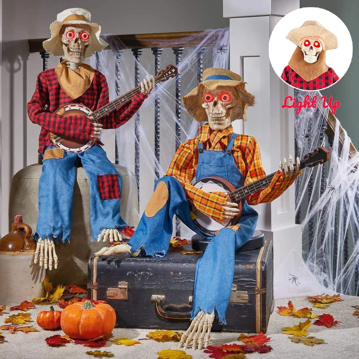 Halloween Luminous Skull Skeleton Decoration Guitarist