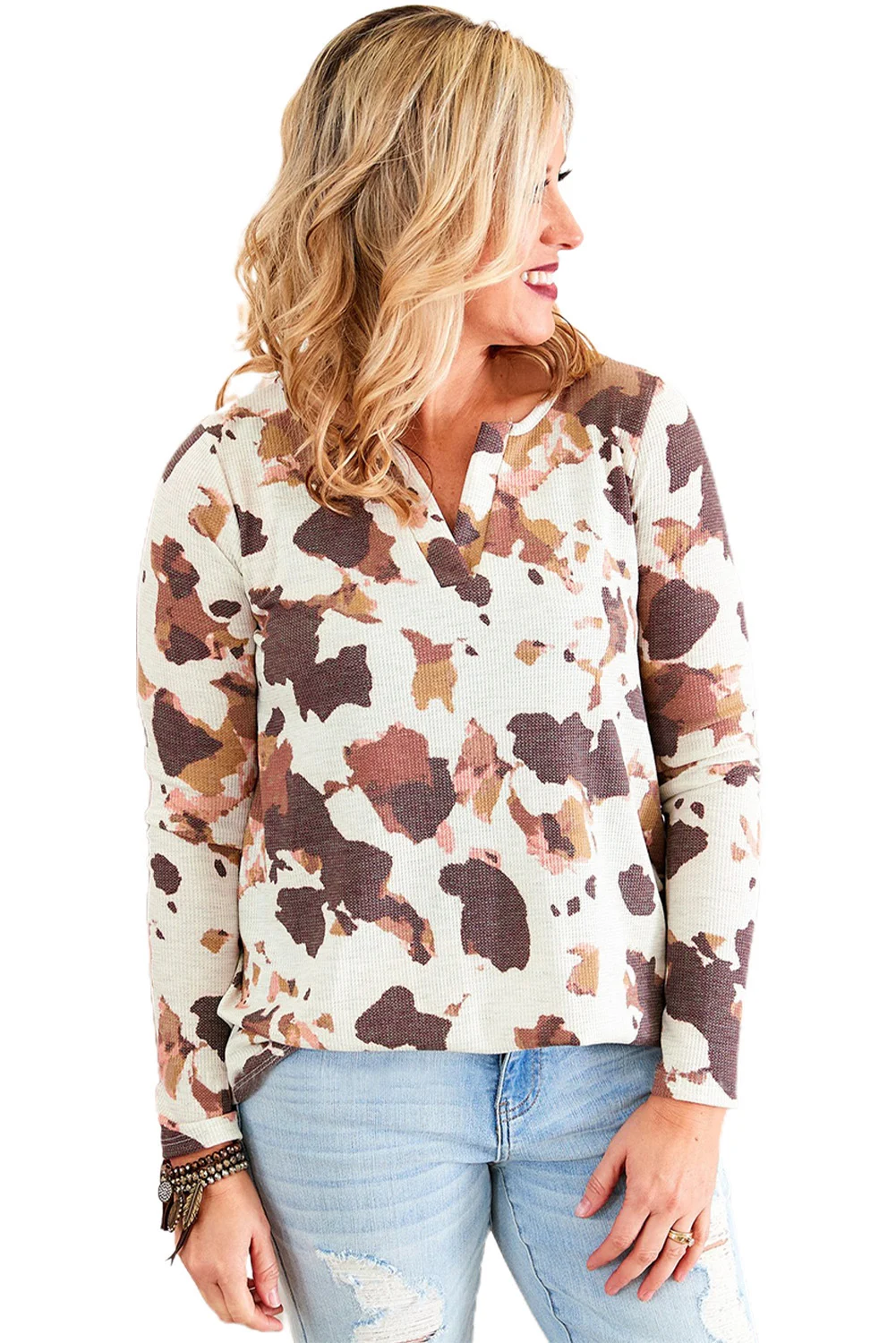 Cow Pattern Half Cardigan Long Sleeved Casual Loose - Image 4