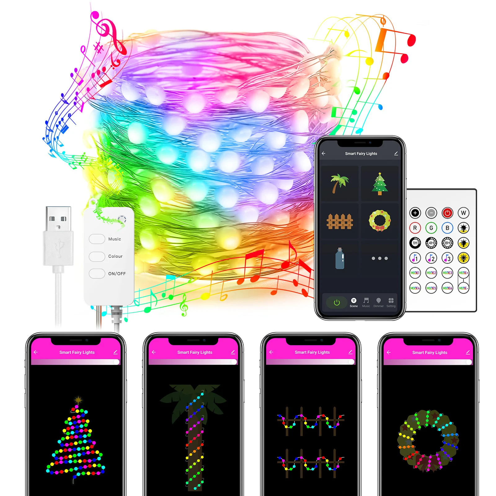 Smart LED String Lights Dancing with Music Sync