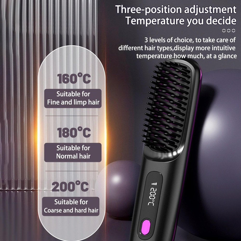 2 in 1 Straight Hair Comb Wireless Hair Straightener - Image 2