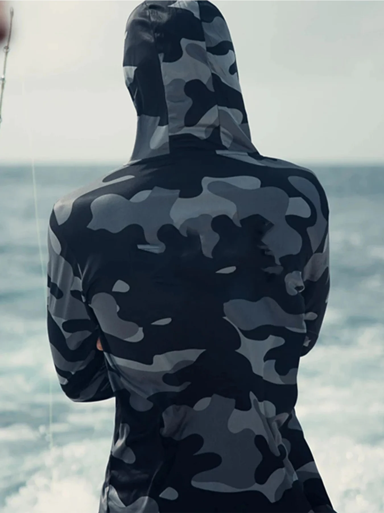 Fishing Hoodie Face Mask Neck Cover Sailing Shirt Summer Men Long Sleeve Sun Protection Hunting Jersey Camisa De Pesca Performance Fish Gear Beach Tops Wear Climbing Uniform - Image 5