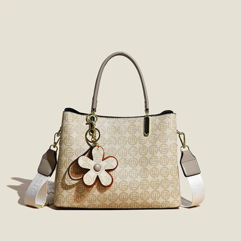 Printed Tote Bag with Flower Pendant Temperament - Image 5