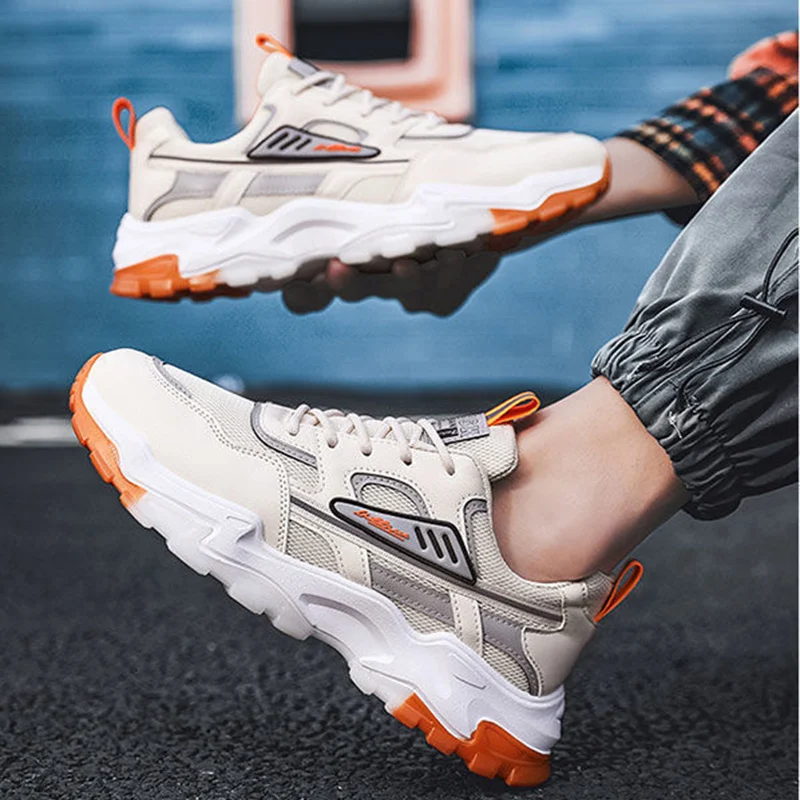 Black White Lace-up Sneakers Men Outdoor Breathable - Image 2