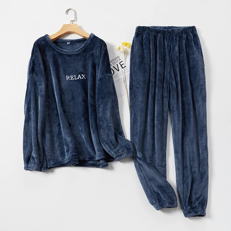 Flannel Pajamas Sets Winter Home Clothes for Women Men - Image 5