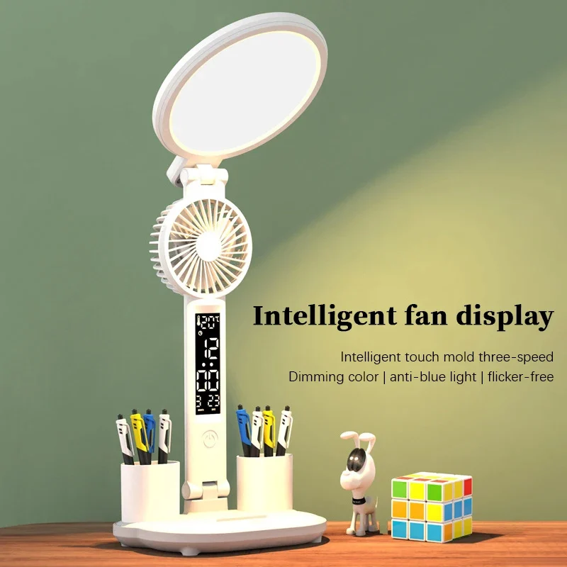 LED Clock Table Lamp USB Chargeable Dimmable Desk Lamp