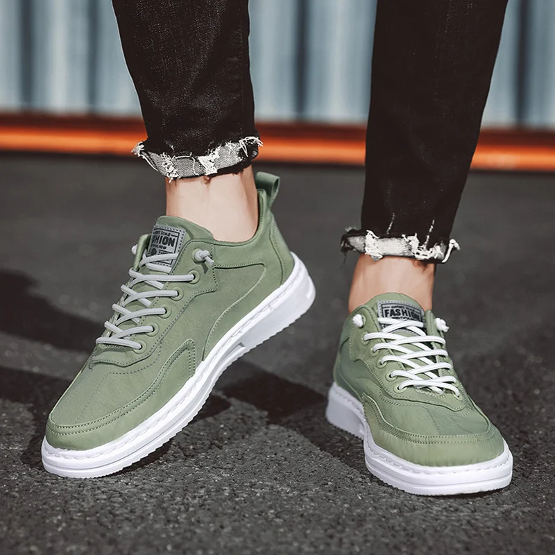 Men Sneakers Lace-up Letter Print Platform Canvas Shoes - Image 5