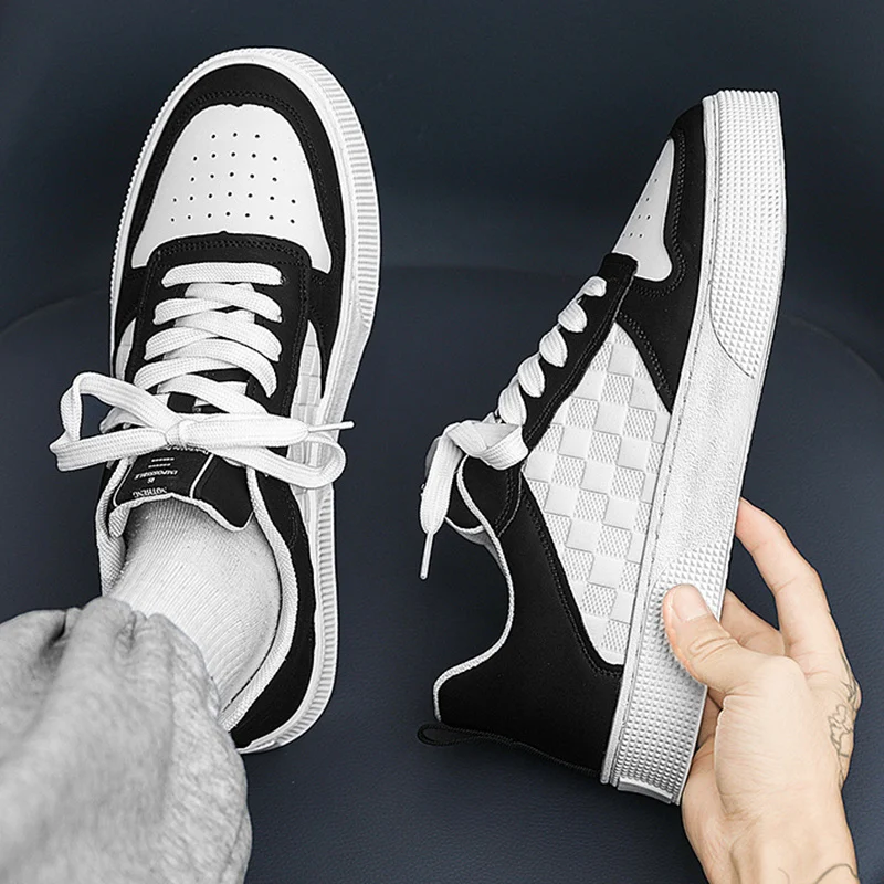 Casual Lace-up Sneakers Men Fashion Breathable Plaid - Image 3