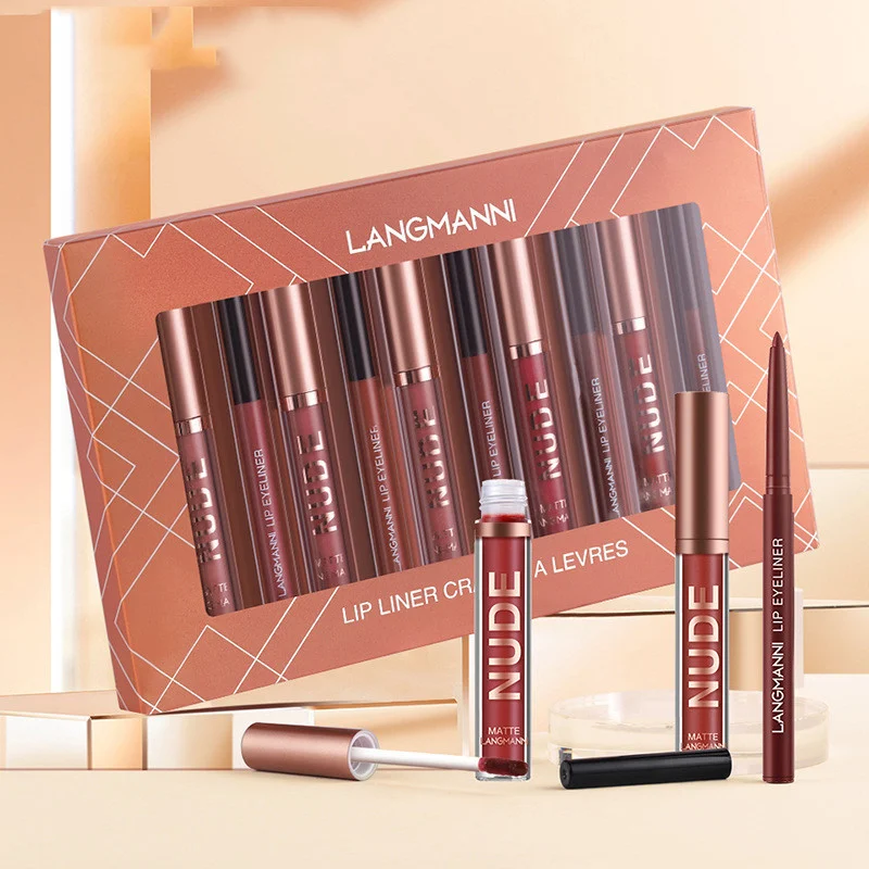Lip Liner and Lipstick Makeup 12 Pcs Set 6 Matte - Image 8