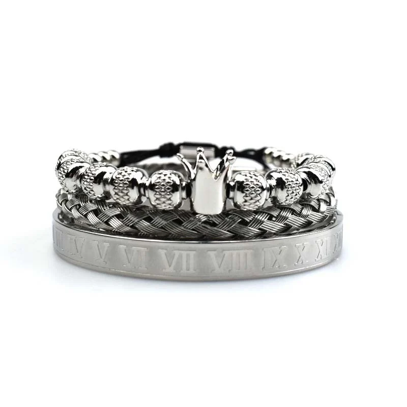 Luxury Roman Royal Crown Charm Bracelet Men Stainless - Image 5