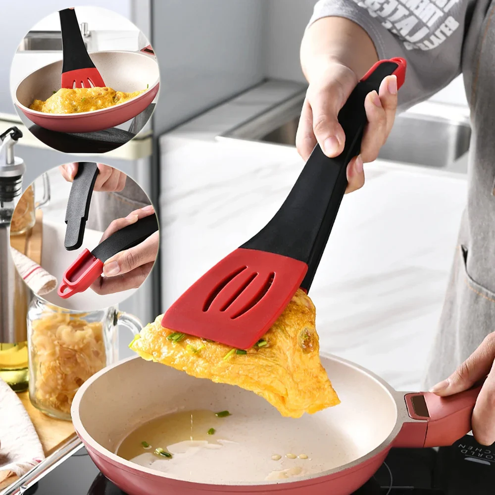 3 in 1 Frying Spatula Clip Silicone Food Clip Frying