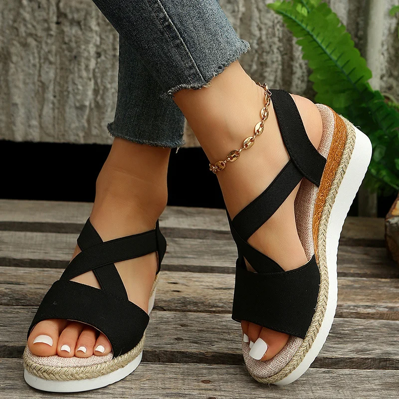 Wedge Sandals for Women Cross-strap Platform Gladiator - Image 9