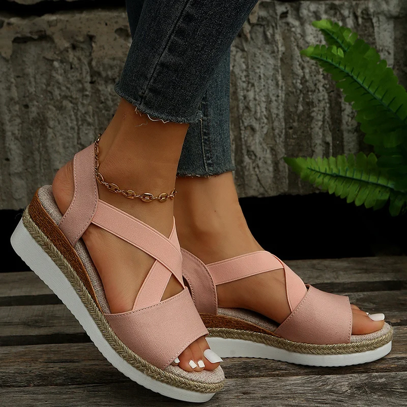 Wedge Sandals for Women Cross-strap Platform Gladiator - Image 2