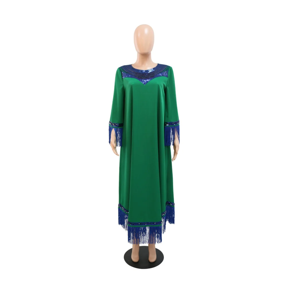 Morocco Women Sequins Tassel Muslim Abaya Kaftan Evening Dress - Image 2