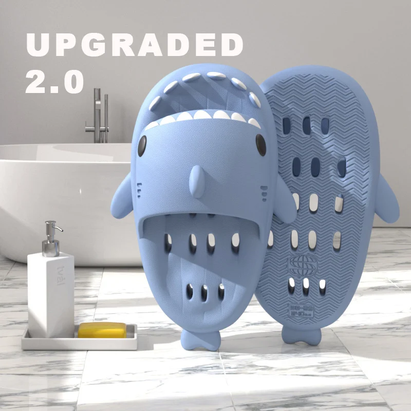 Shark Slippers with Drain Holes Shower Shoes for Women