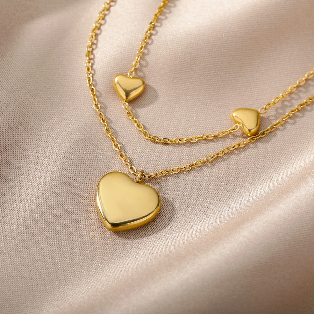 Fashion Jewelry Multilayer Heart Pendant Necklaces for - Image 4