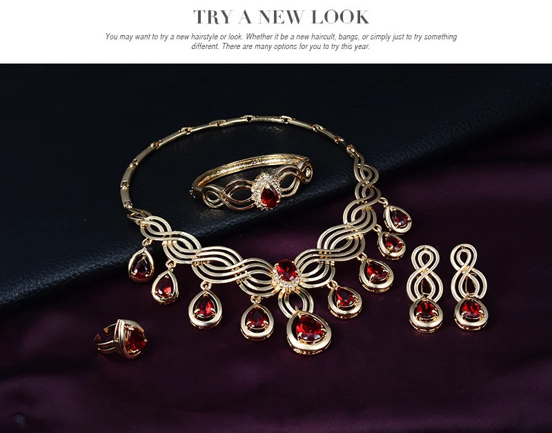 Set Jewelry Fashion Gems Necklace And Earrings Alloy Jewelry - Image 5
