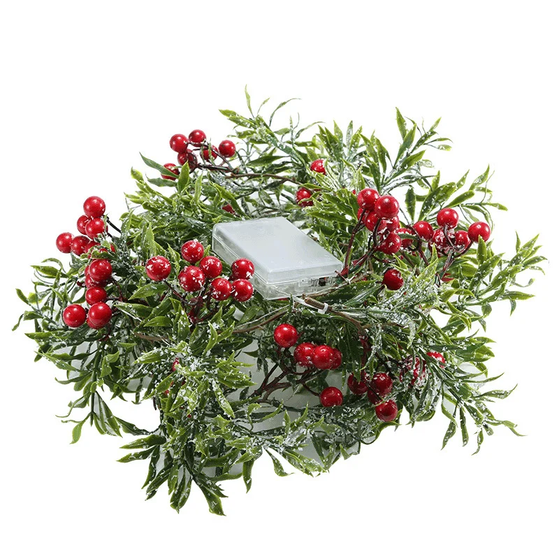 Christmas Decoration Red Fruit Light Needles Leaf - Image 5