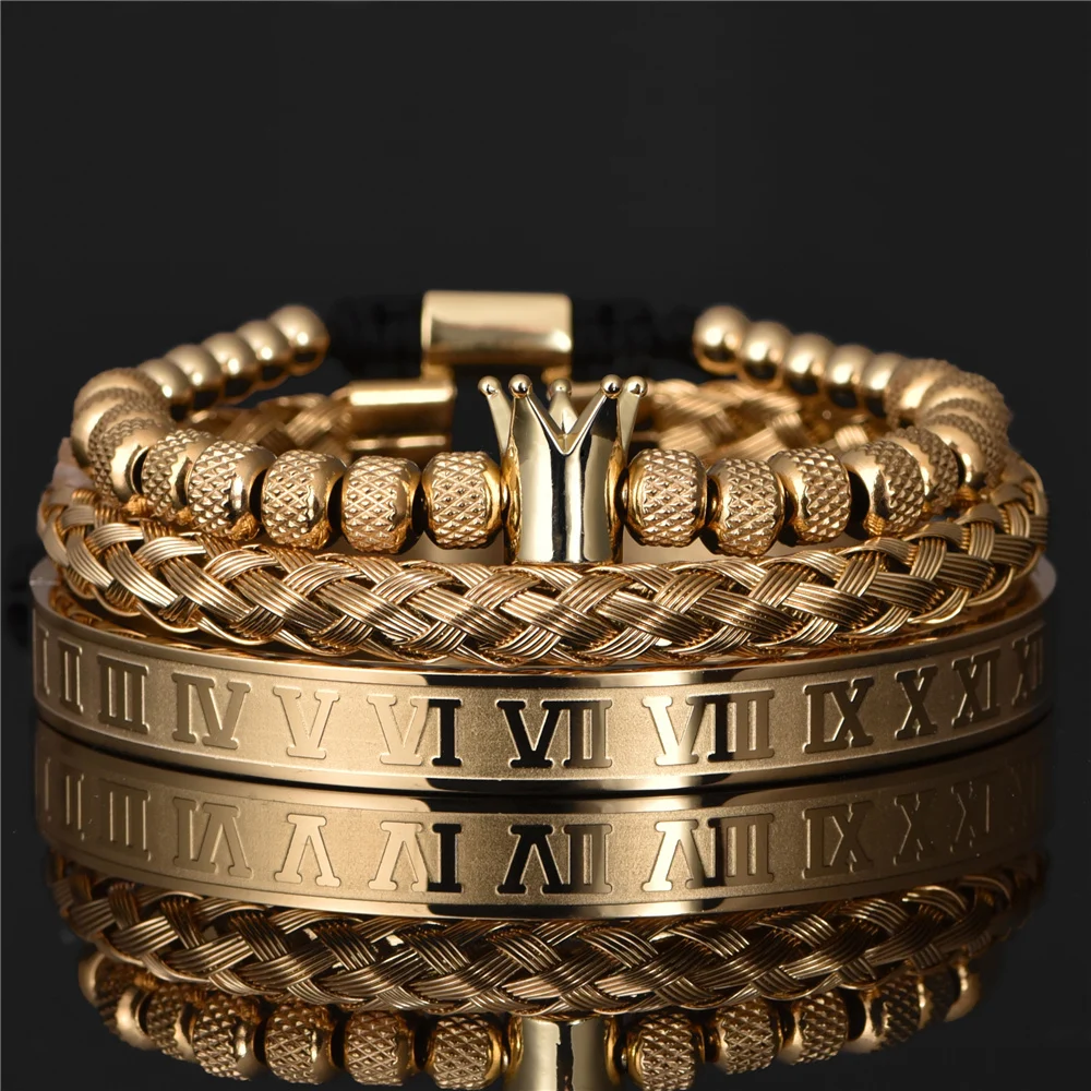 Luxury Roman Royal Crown Charm Bracelet Men Stainless - Image 2