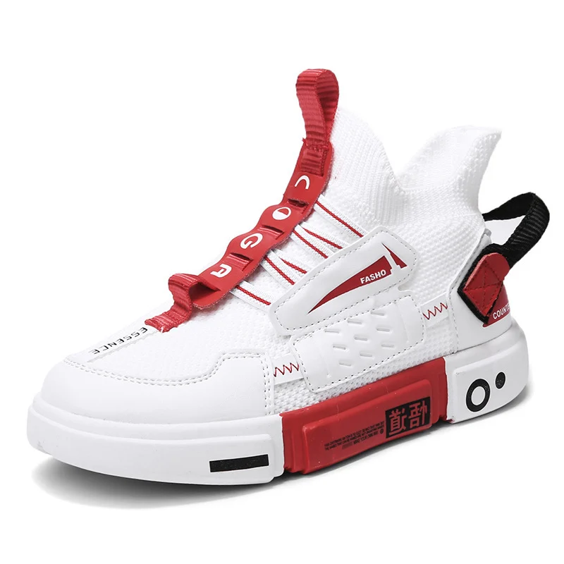 Autumn Children's High-top Flying Woven Sneakers Trendy - Image 3